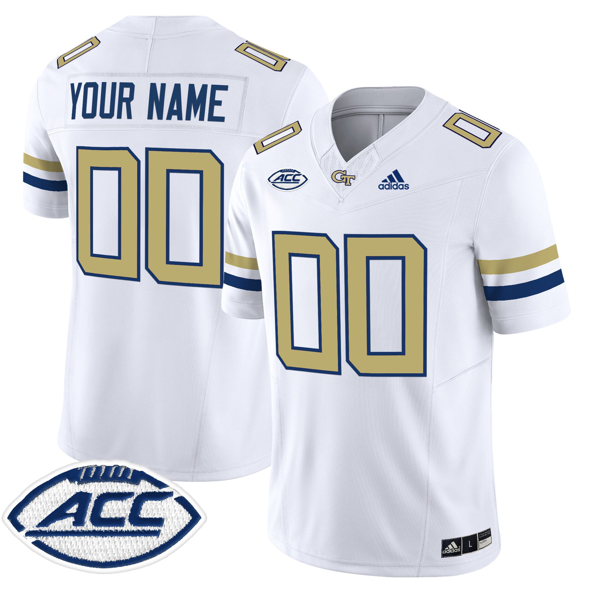 Men Georgia Tech White Adidas 2024 Vapor Limited Custom NCAA Jersey